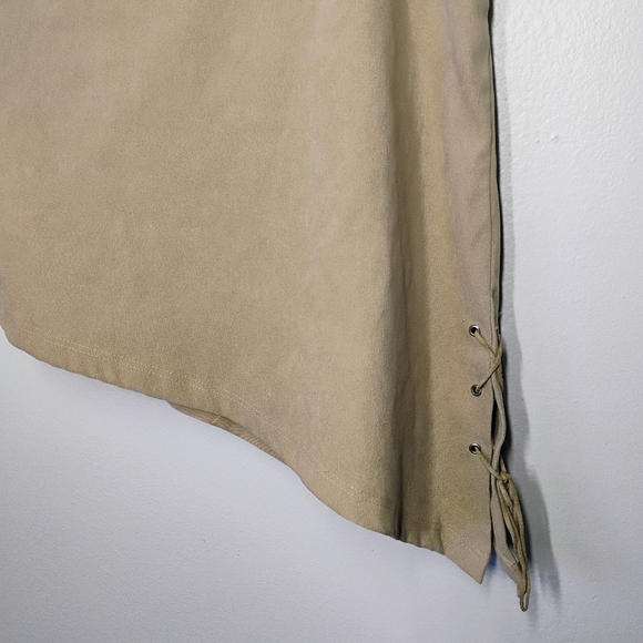 Divine Y2K Asymmetrical Hem Mini Skirt Beige Side Tie Boho Festival Size Medium - Picture 2 of 10